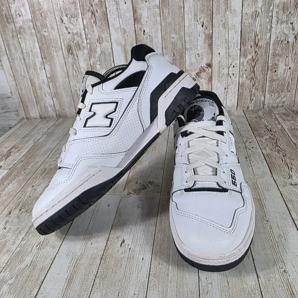 New Balance 550 Sneakers Low Top White Black Casual Shoes BB550HA1 Size 9.5