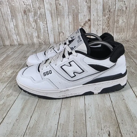 New Balance 550 Sneakers Low Top White Black Casual Shoes BB550HA1 Size 9.5