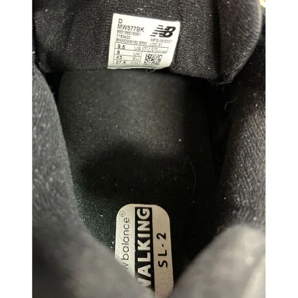 New Balance 577 DSL-2 Abzorb Walking Black Leather Shoes MW577BK‎ Size 9.5