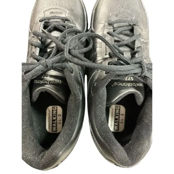 New Balance 577 DSL-2 Abzorb Walking Black Leather Shoes MW577BK‎ Size 9.5