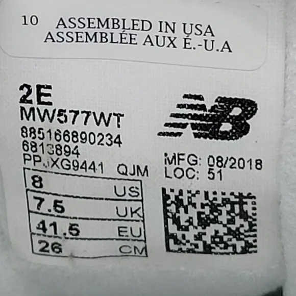 New Balance 577 Men's Lace Up Low Top Walking Shoes White MW577WT US Size 8