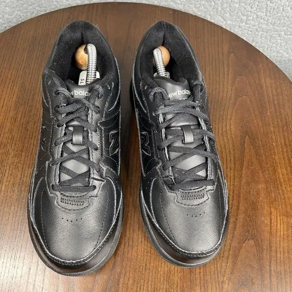 New Balance 577 S L 2 Shoes Women Size 7.5 Black Leather Comfort Walking Sneaker
