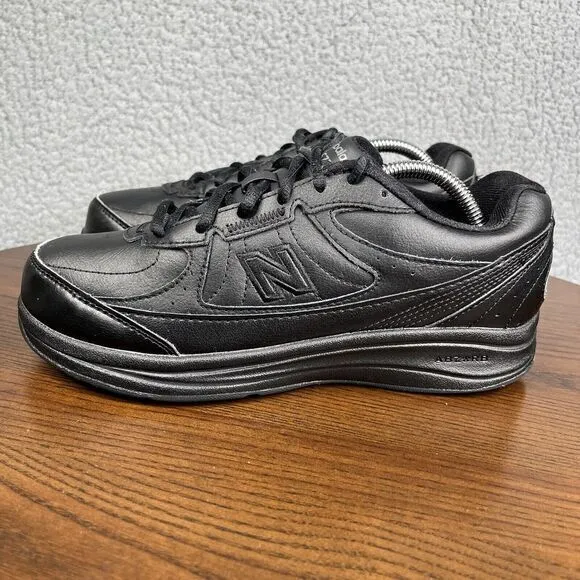 New Balance 577 S L 2 Shoes Women Size 7.5 Black Leather Comfort Walking Sneaker