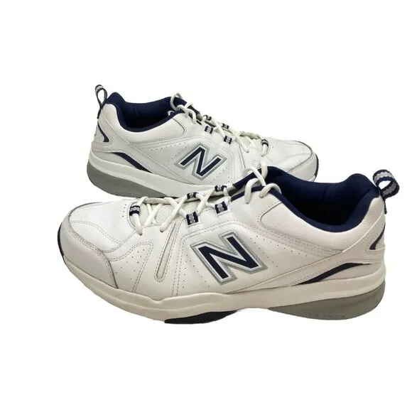 New Balance 608 White Navy Mens 13 Casual Comfort Training Sneaker Shoes MX608V5