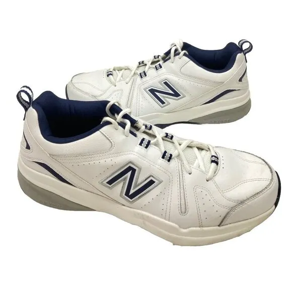 New Balance 608 White Navy Mens 13 Casual Comfort Training Sneaker Shoes MX608V5