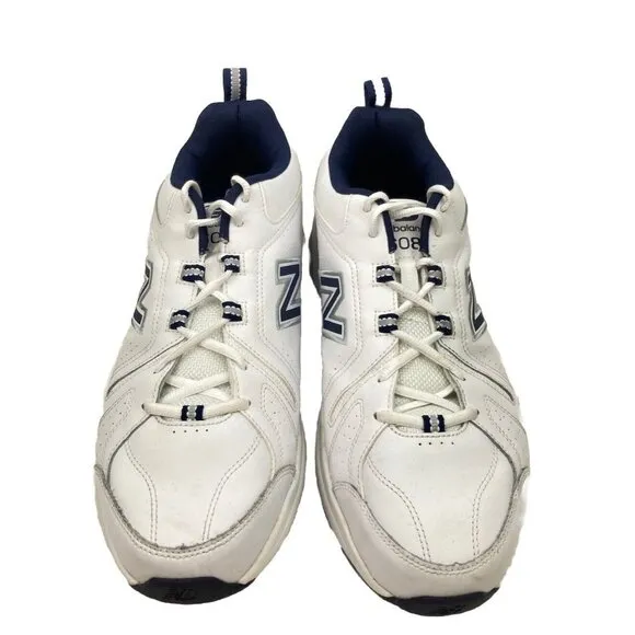 New Balance 608 White Navy Mens 13 Casual Comfort Training Sneaker Shoes MX608V5