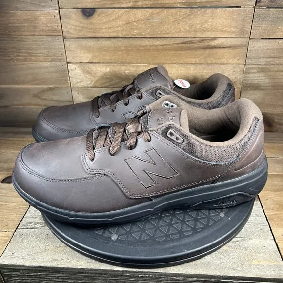 New Balance 813 Mens Size 11.5 2E Walking Brown Leather Rollbar Lace-Up Shoes