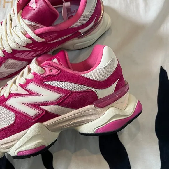 New Balance 9060 Pink &amp; White Sneakers