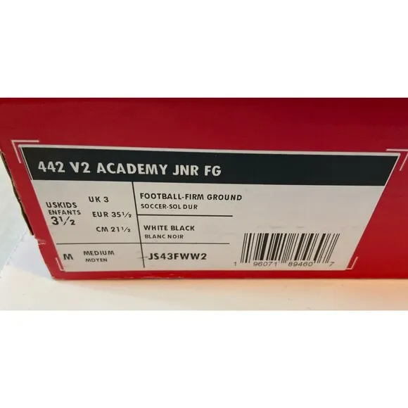 New Balance Boy's 442 V2 Academy Fg Junior Soccer/football Spike  - Sz 3.5 White