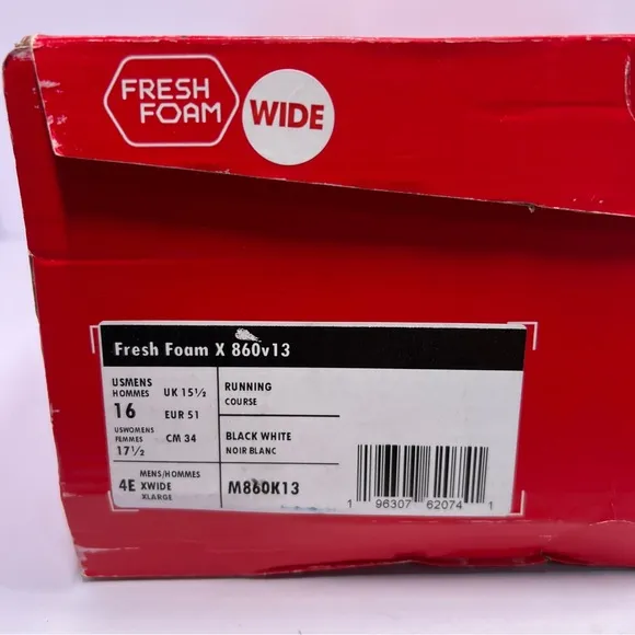 New Balance Fresh Foam X 860 v13 K13 M860K13 running shoes sneaker Size 16