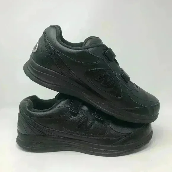 New Balance Men Leather Black Walking 12 Shoes