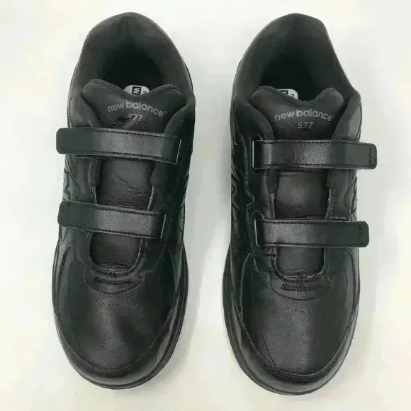 New Balance Men Leather Black Walking 12 Shoes