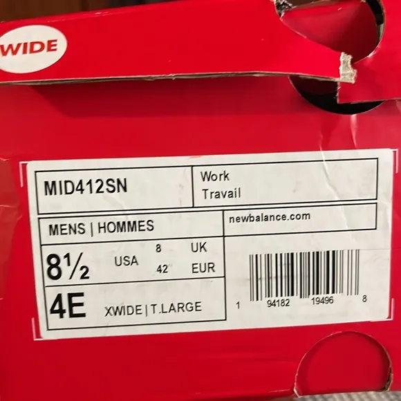 New balance men’s 412 ESD wide work shoes