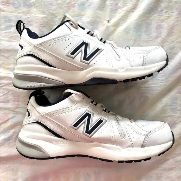 New Balance MX608WN5 White Blue Crosstrainers Leather sneakers SZ 7.5 Worn 1X