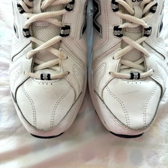 New Balance MX608WN5 White Blue Crosstrainers Leather sneakers SZ 7.5 Worn 1X