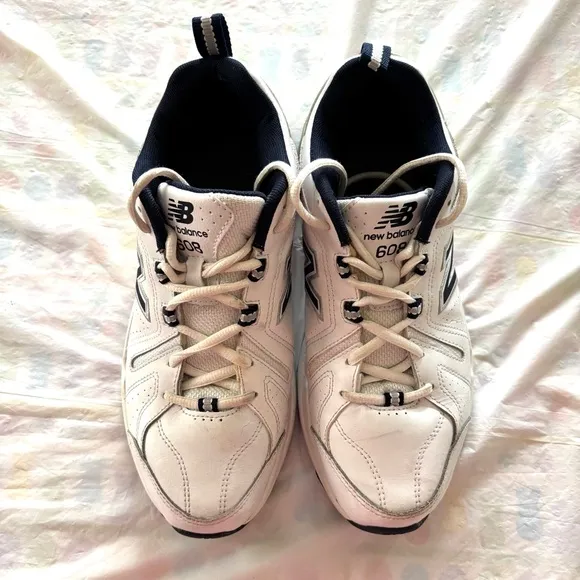 New Balance MX608WN5 White Blue Crosstrainers Leather sneakers SZ 7.5 Worn 1X