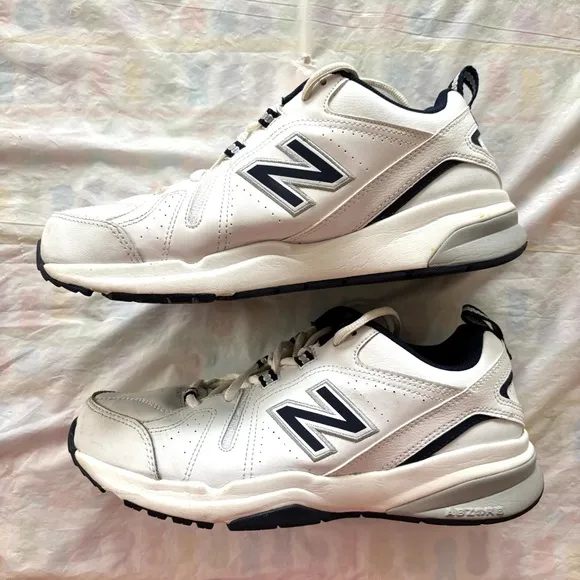 New Balance MX608WN5 White Blue Crosstrainers Leather sneakers SZ 7.5 Worn 1X
