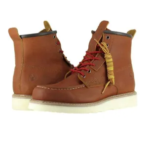 NEW BERRENDO men's moc wedge steel toe work boots in cognac