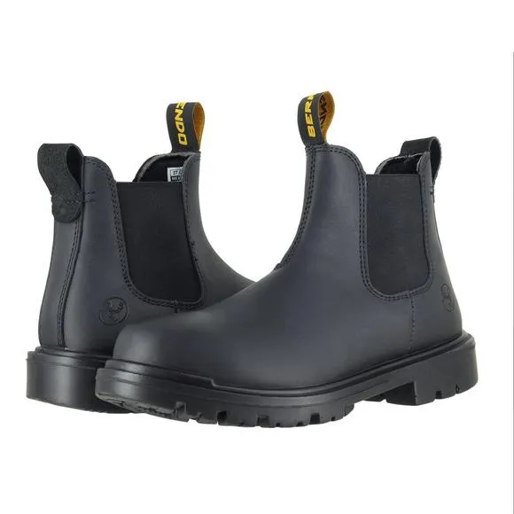 NEW BERRENDO men's pull-on work boots in black