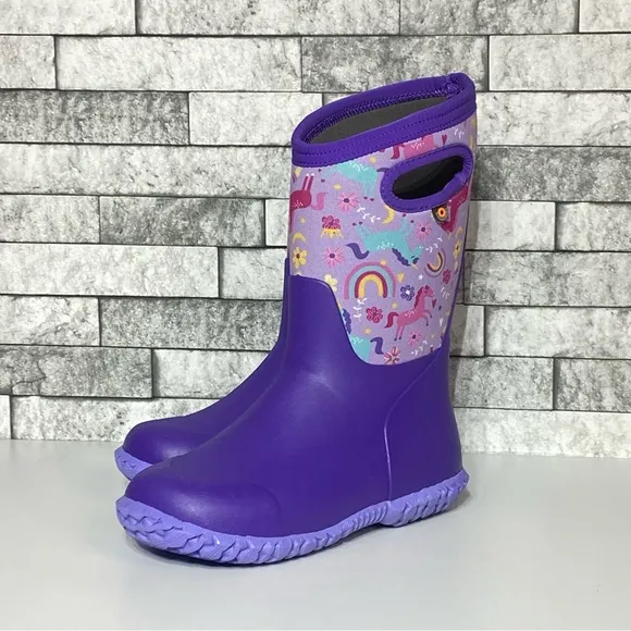 New Bogs Blooms Youth 3 Purple Unicorns Winter Boots
