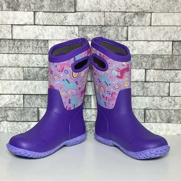 New Bogs Blooms Youth 3 Purple Unicorns Winter Boots