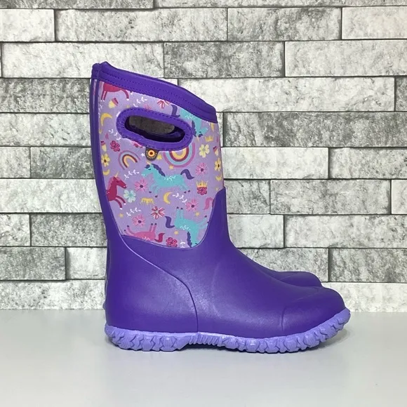 New Bogs Blooms Youth 3 Purple Unicorns Winter Boots