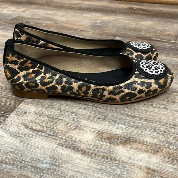 New Brighton Aleta Flats Leopard Womens Size 7  Animal Print Leather Shoes
