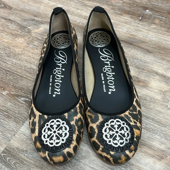New Brighton Aleta Flats Leopard Womens Size 7  Animal Print Leather Shoes
