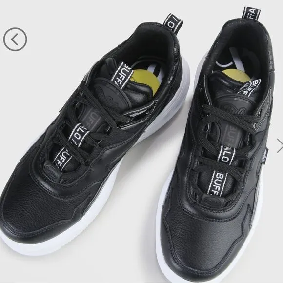 New Buffalo flat XTR sneakers black white Sz 7.5 chunky trainers London shoes