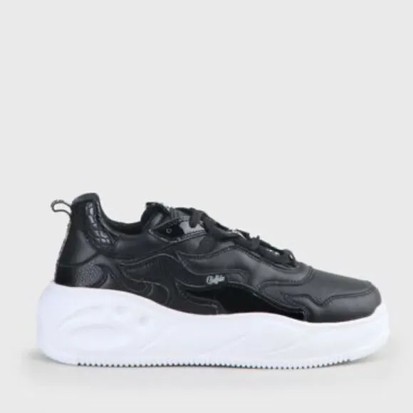 New Buffalo flat XTR sneakers black white Sz 7.5 chunky trainers London shoes