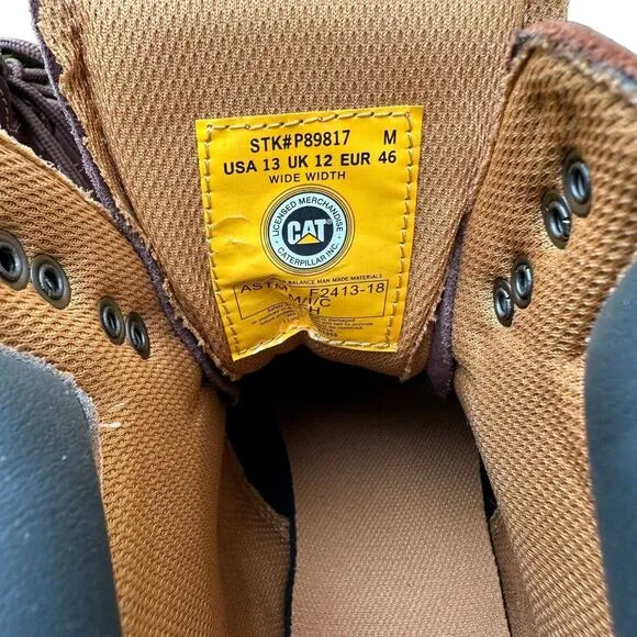 NEW Caterpillar CAT Men's 13 M Boots Steel Toe 6&quot; Work P89817‎ Brown Leather EH