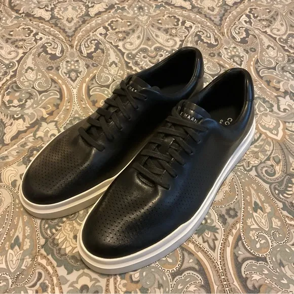 New Cole Haan Grandpro  Rally Laser Cut Black Sneaker Mens Sz 12 W