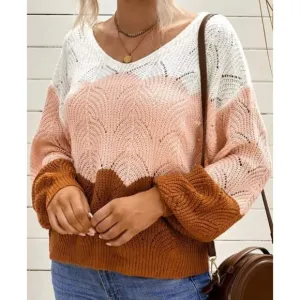 NEW! Color Block Oversized Lightweight Pointellle Sweater!