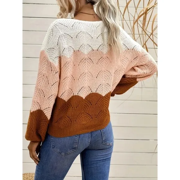 NEW! Color Block Oversized Lightweight Pointellle Sweater!