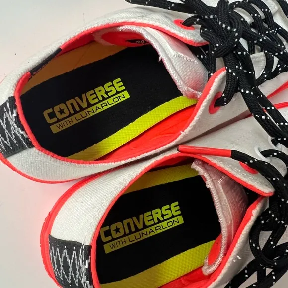 *NEW* Converse Chuck Taylor All Star II White and Neon Red Sneakers Shoe Size 7