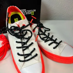 *NEW* Converse Chuck Taylor All Star II White and Neon Red Sneakers Shoe Size 7