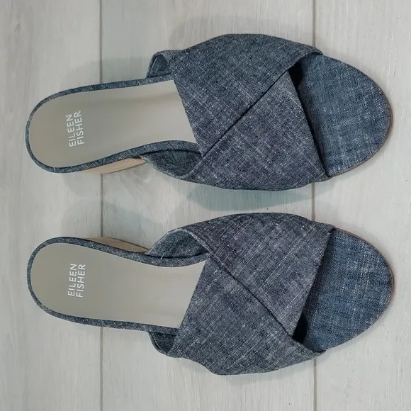 NEW Eileen Fisher Ruche Women Comfort Slide Heels Sandals shoes sz 9