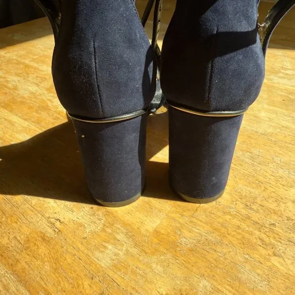 New - Elegant Sarah Flint Perfect Parker 85 Navy Polka Dot Pumps - Sz 39.5