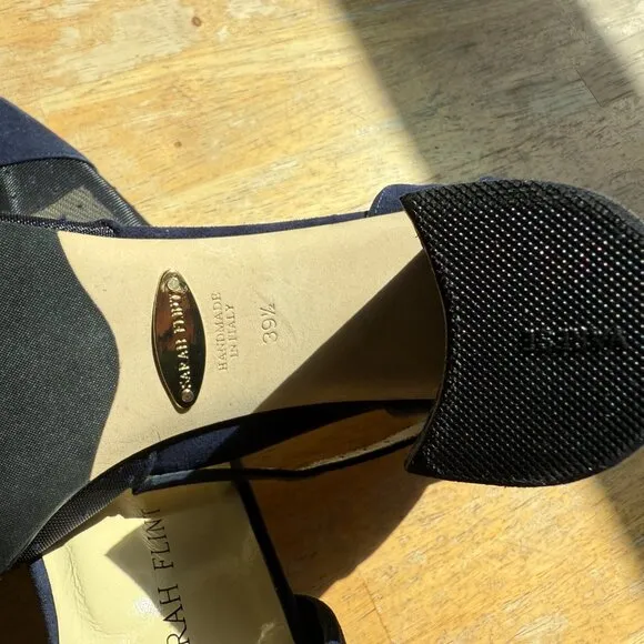 New - Elegant Sarah Flint Perfect Parker 85 Navy Polka Dot Pumps - Sz 39.5