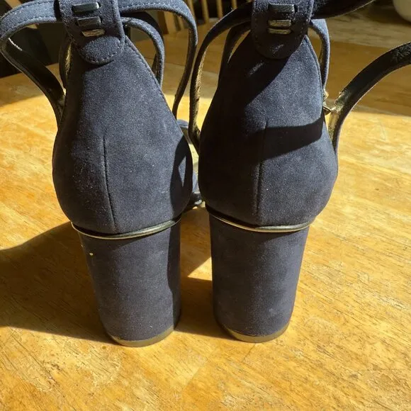 New - Elegant Sarah Flint Perfect Parker 85 Navy Polka Dot Pumps - Sz 39.5