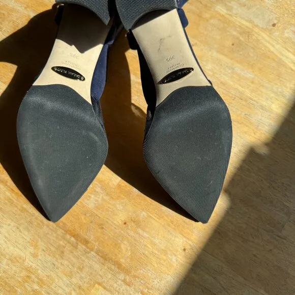 New - Elegant Sarah Flint Perfect Parker 85 Navy Polka Dot Pumps - Sz 39.5