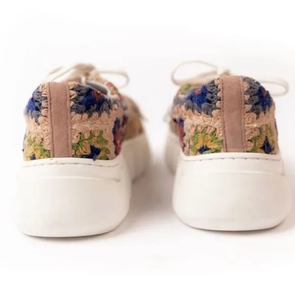 NEW Free People Catch Me If You Can Sneaker Tennis Shoe Crochet Multi Size 40/9
