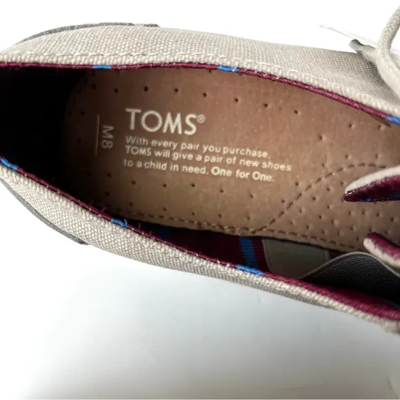 NEW IN BOX Toms Men’s Brogue Leather Shoes in Taupe 8M