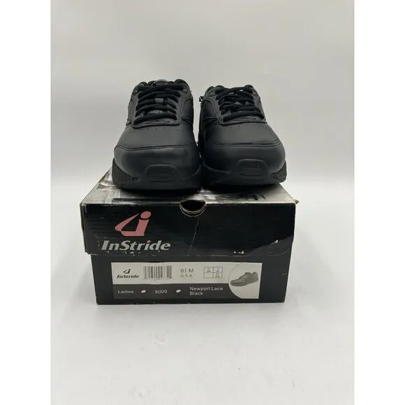 NEW InStride Newport Lace Women's Walking Shoes Black US Size 6.5 (9000 M) NIB
