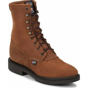NEW JUSTIN BOOTS men's justin conductor double c lace up boot in bark