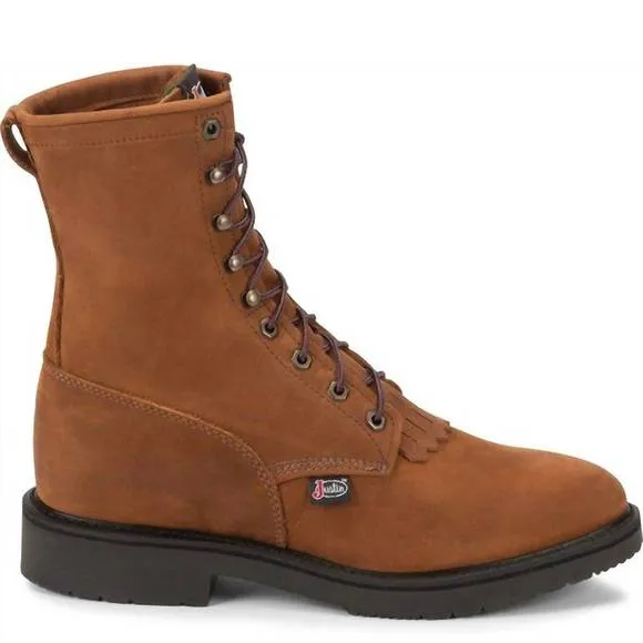 NEW JUSTIN BOOTS men's justin conductor double c lace up boot in bark