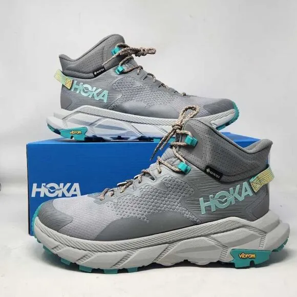 New men's 10.5 Hoka Trail Code GTX Gore-Tex hiking boots Galactic Grey 1123165F