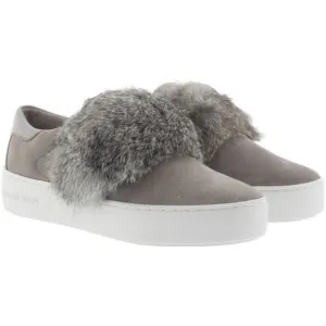 NEW MICHAEL KORS Maven Fur Strap Suede Sneakers Grey 6M