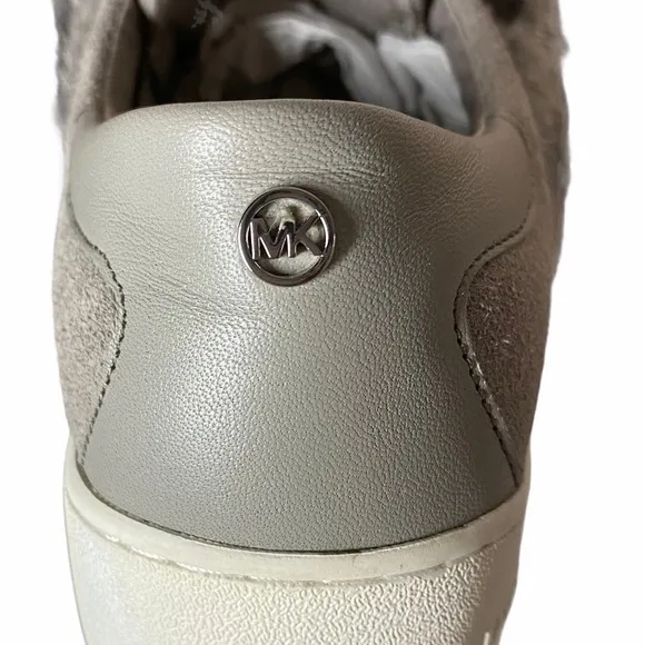 NEW MICHAEL KORS Maven Fur Strap Suede Sneakers Grey 6M