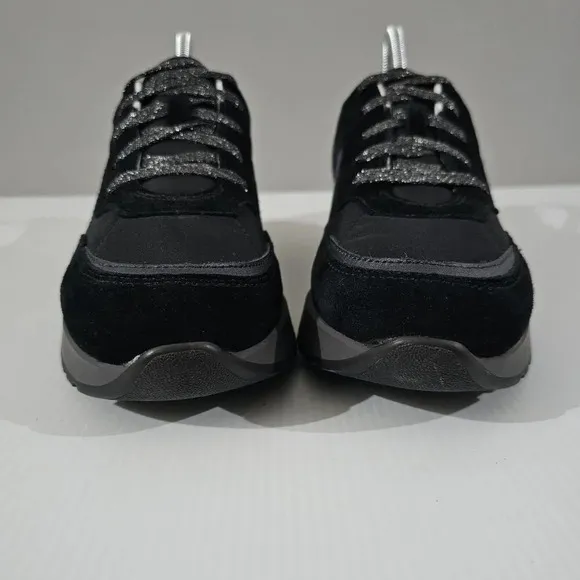 NEW Munro Piper Retro Sneaker Black Gunmetal Suede Size 10 Narrow